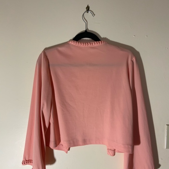 VTG Handmade Salmon pink cardigan with frosting ruffled edging. - Picture 2 of 10